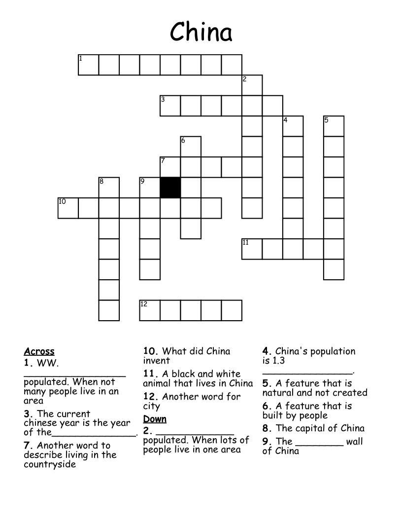 China Crossword