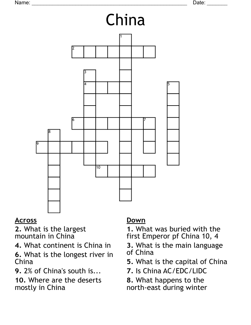 China Crossword