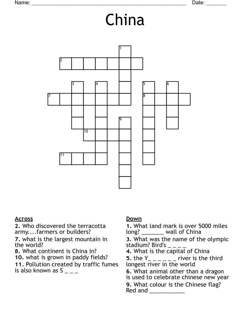China Crossword