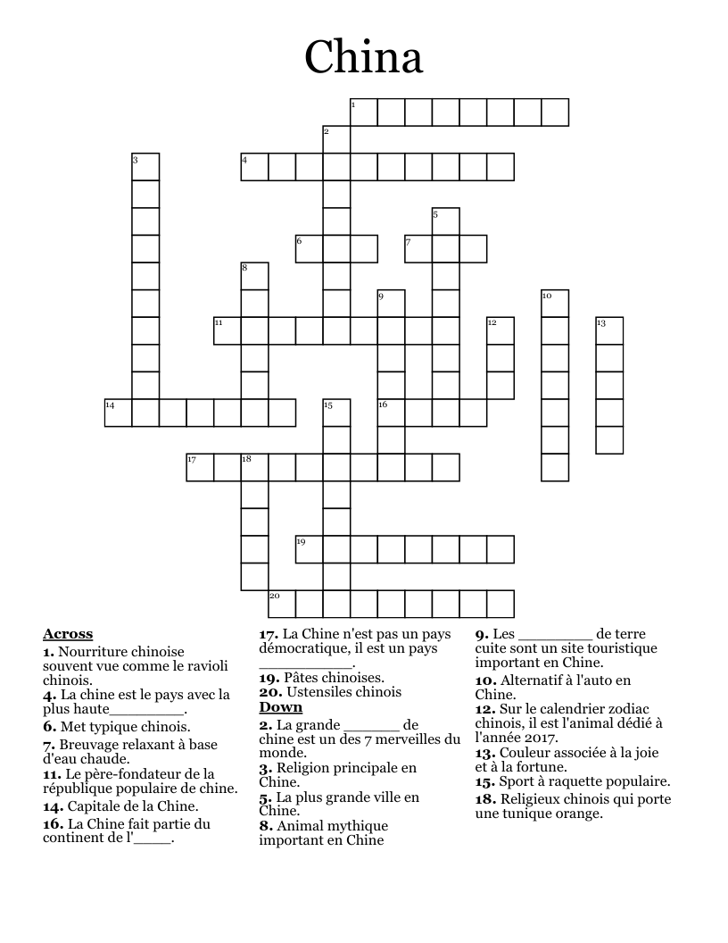 China Crossword