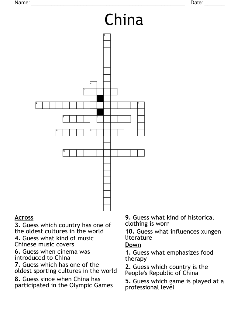 China Crossword
