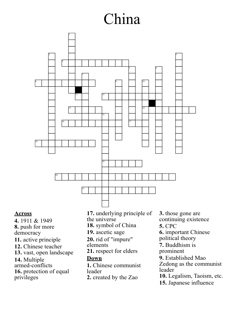 China Crossword