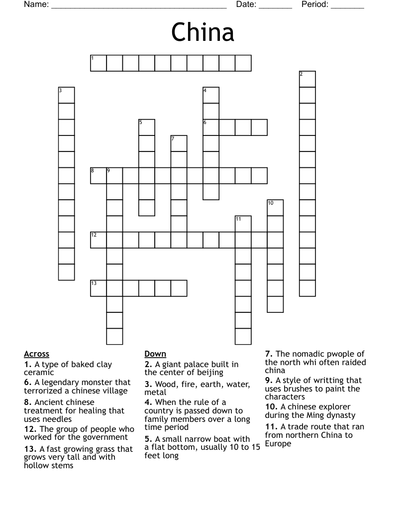 China Crossword