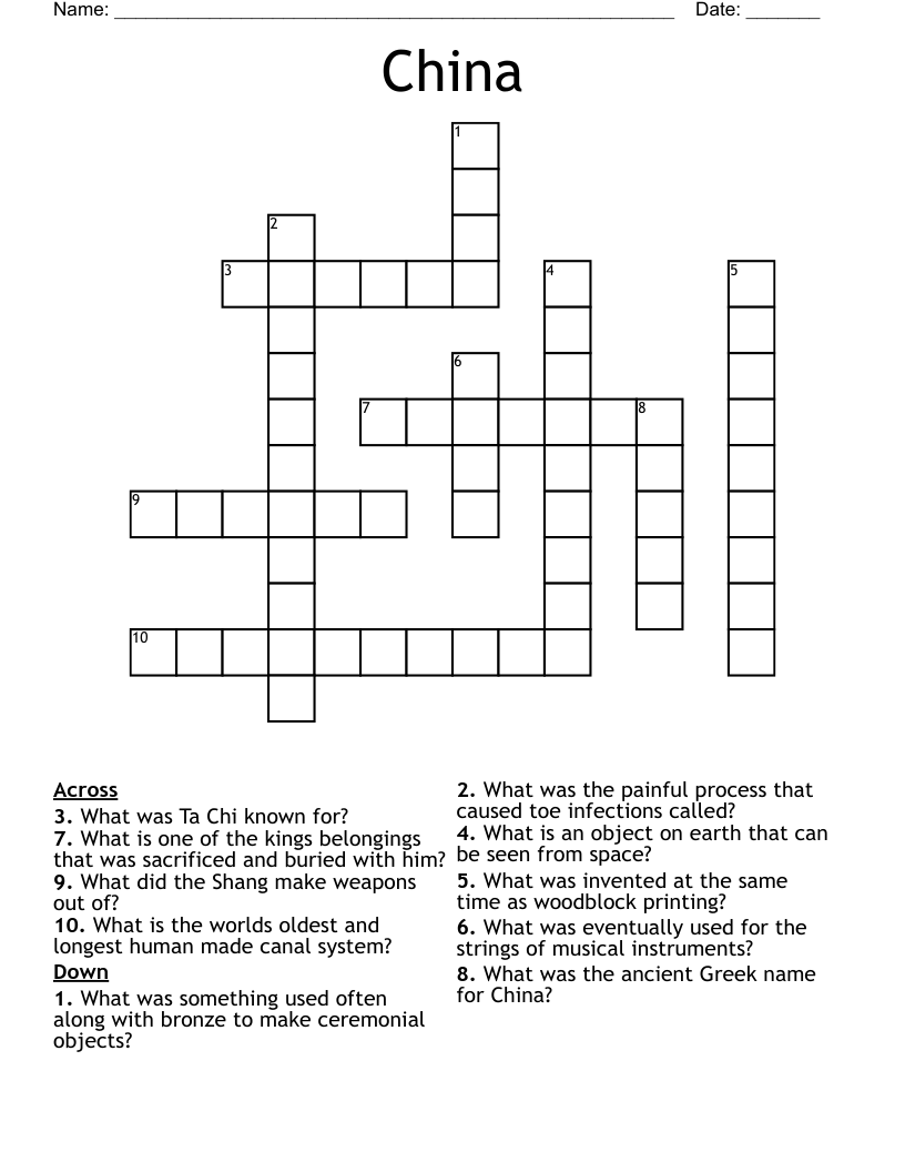 China Crossword