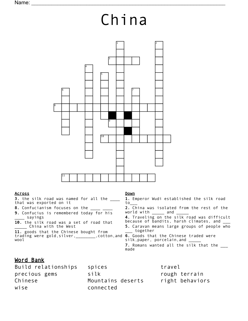 China Crossword