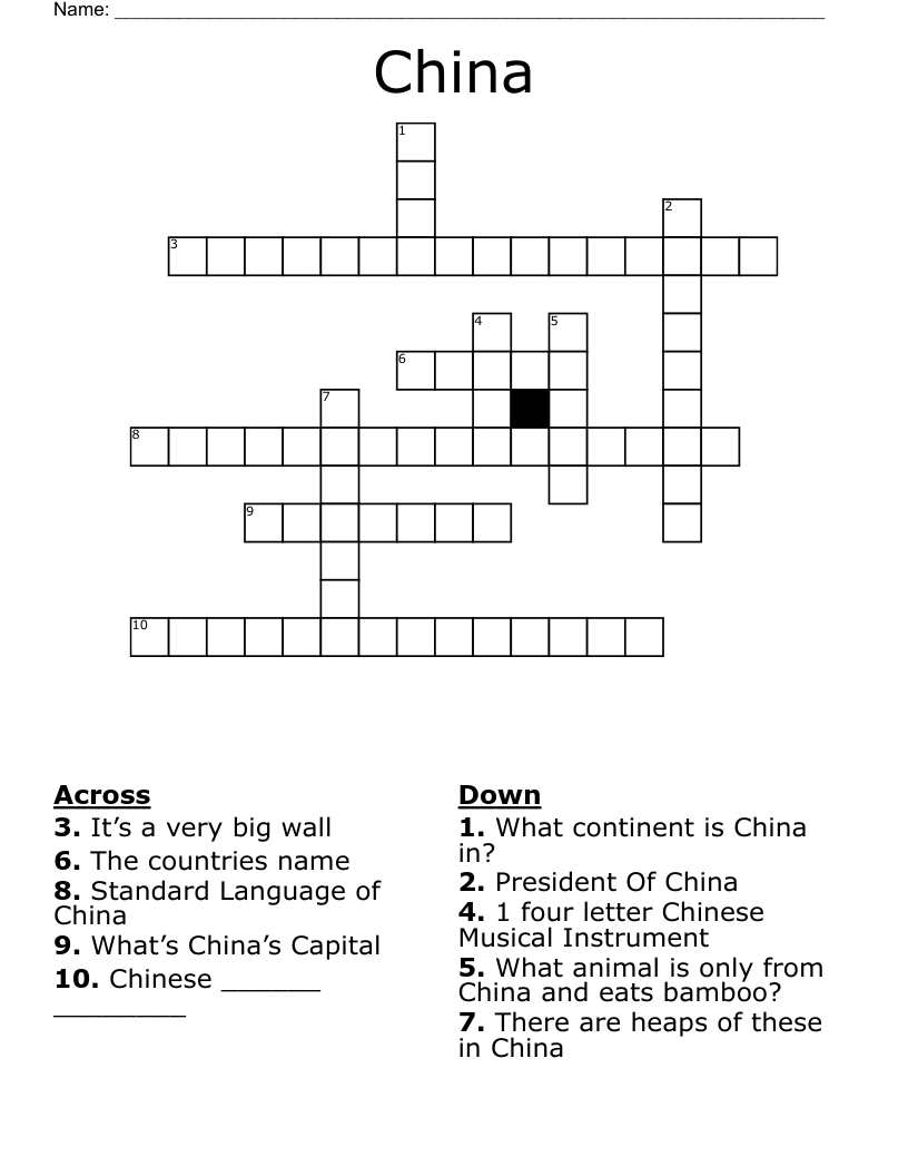 China Crossword