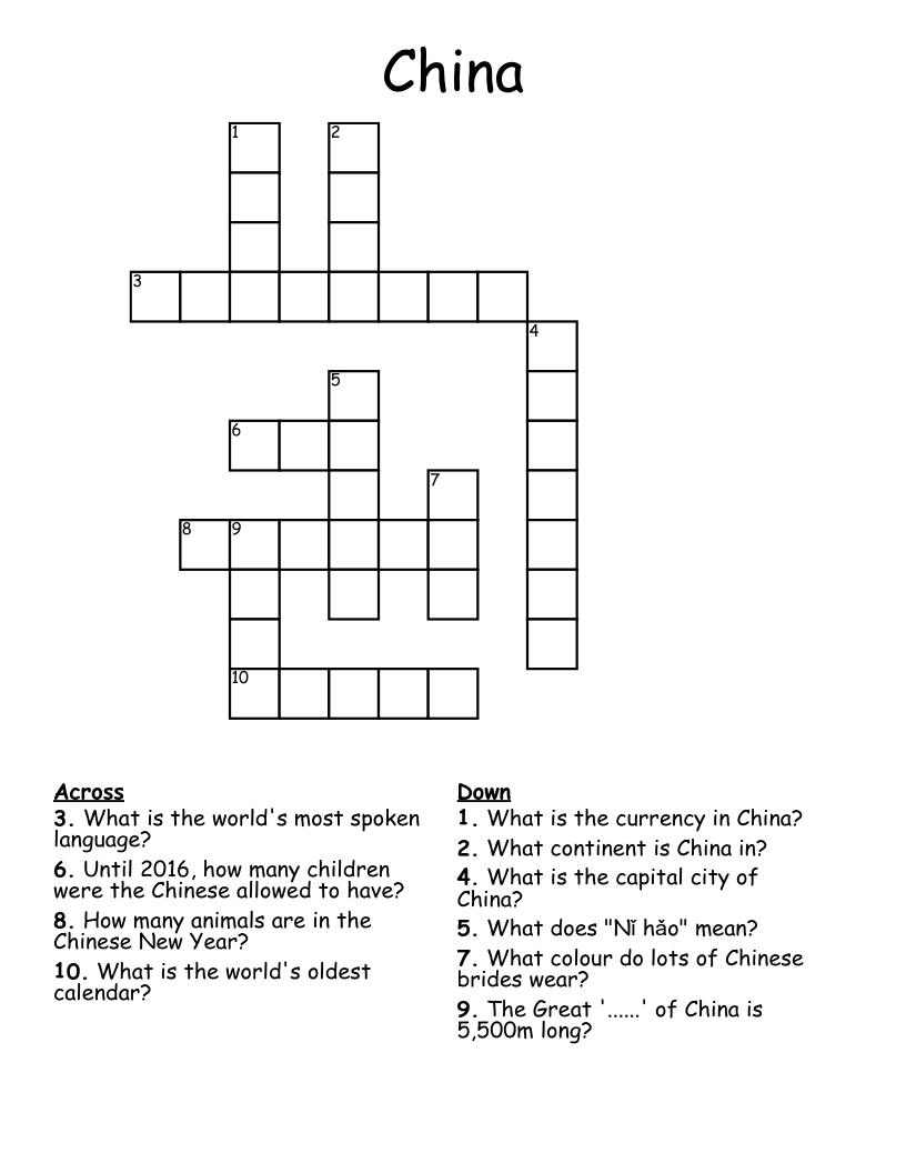 China Crossword
