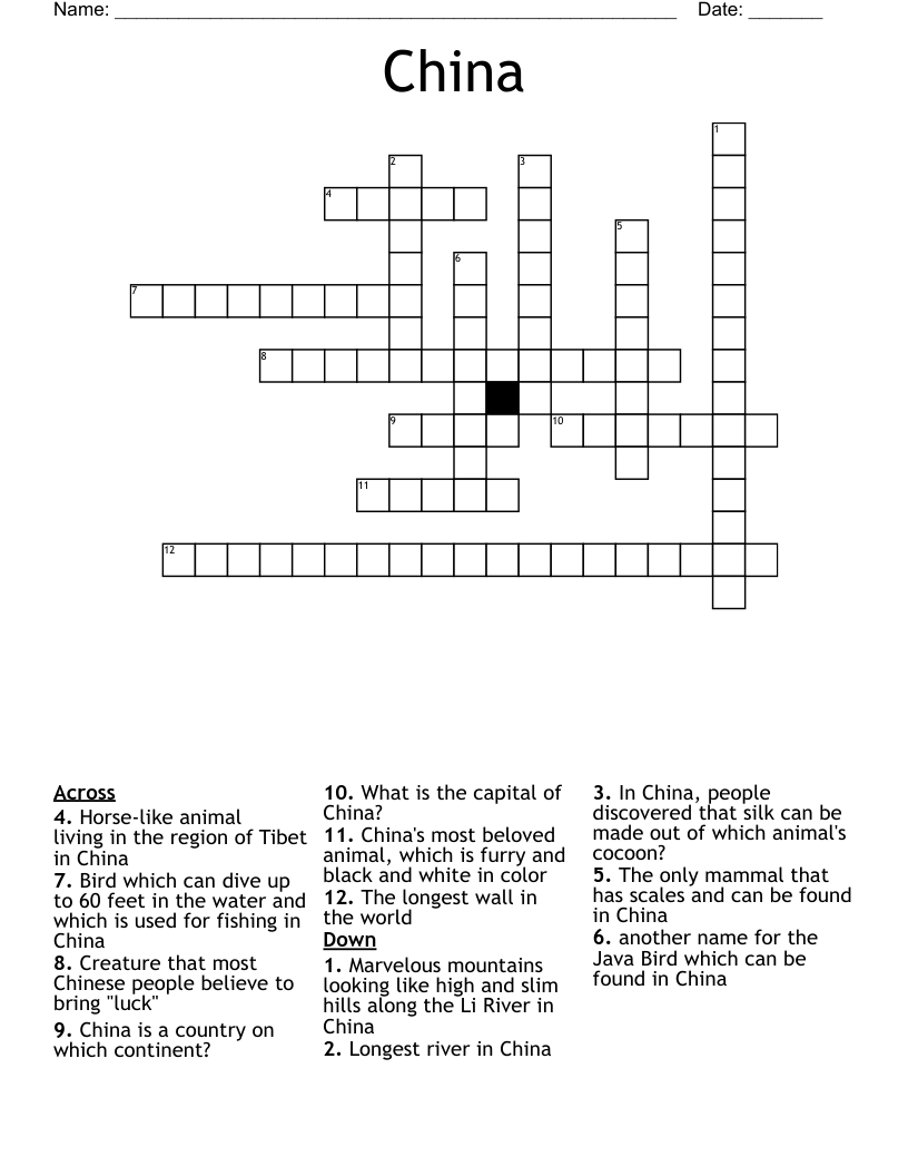 China Crossword