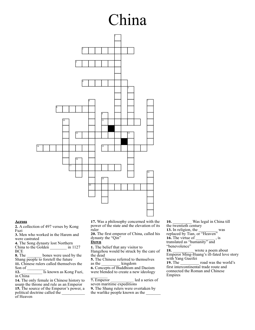 China Crossword