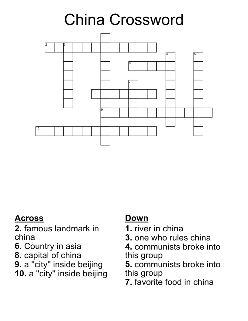 China Crossword