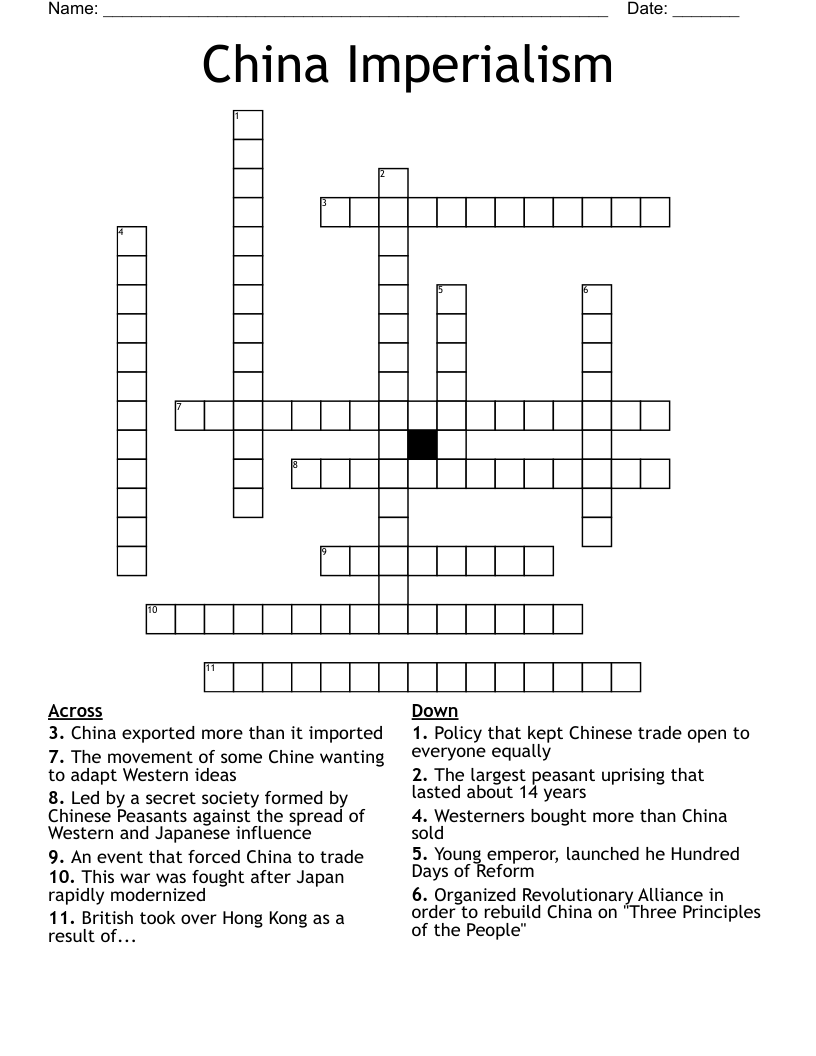 China Imperialism Crossword