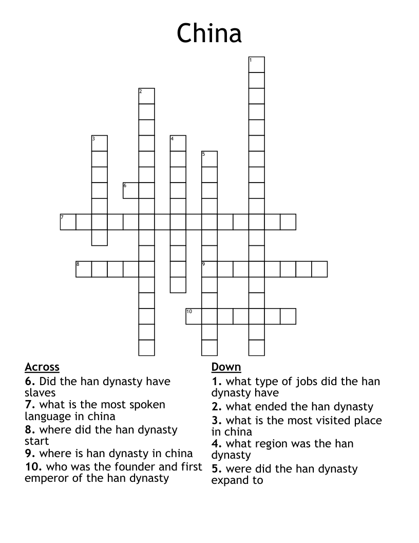 China  Crossword