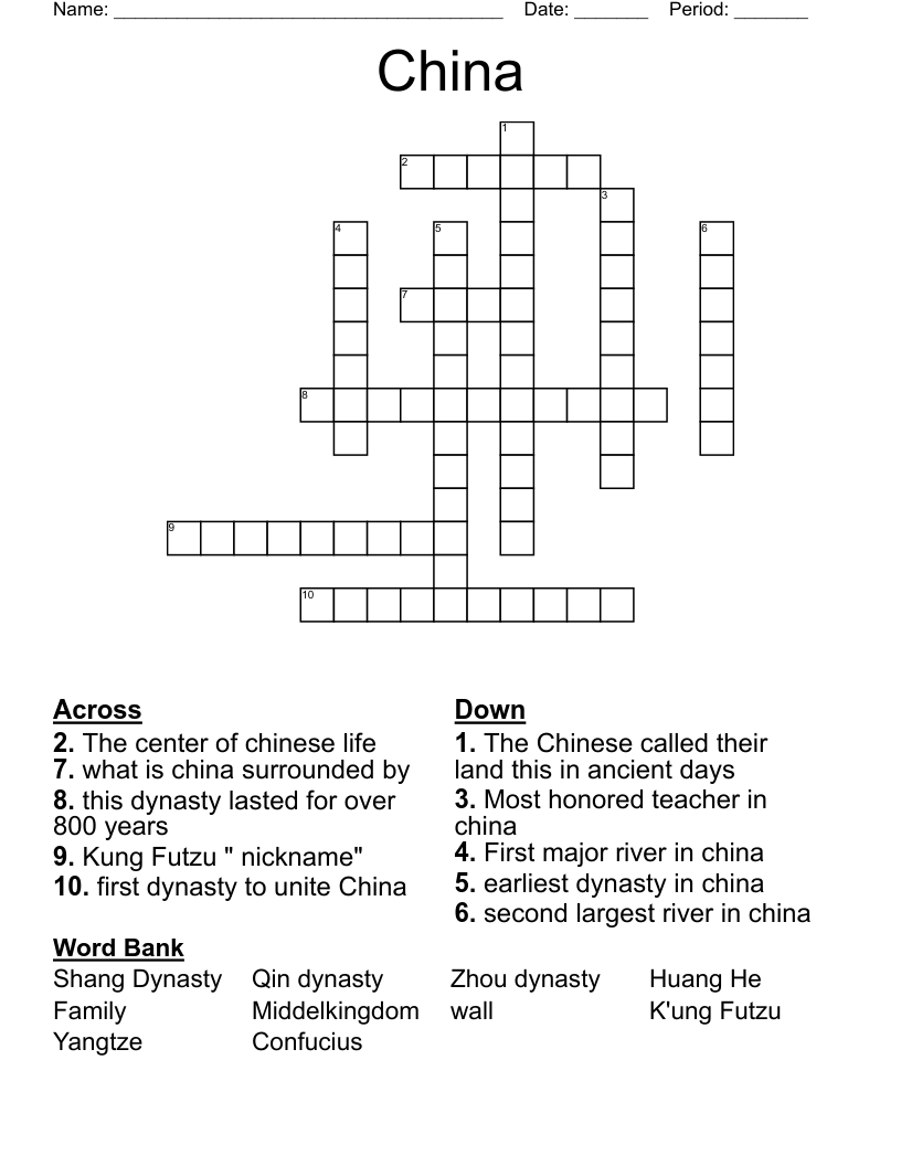 China  Crossword