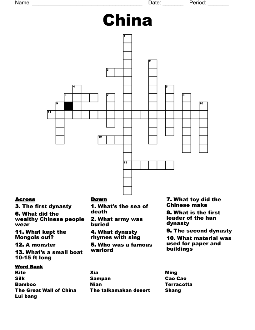 China  Crossword