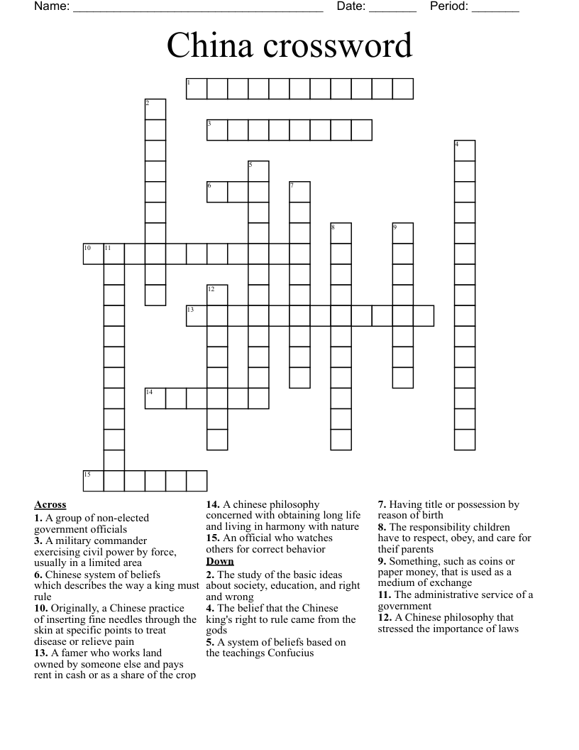China crossword