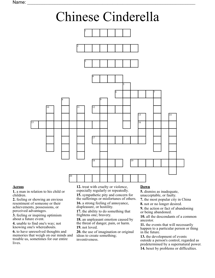 Chinese Cinderella Crossword