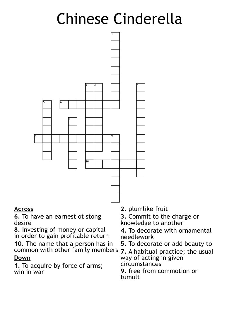 Chinese Cinderella Crossword