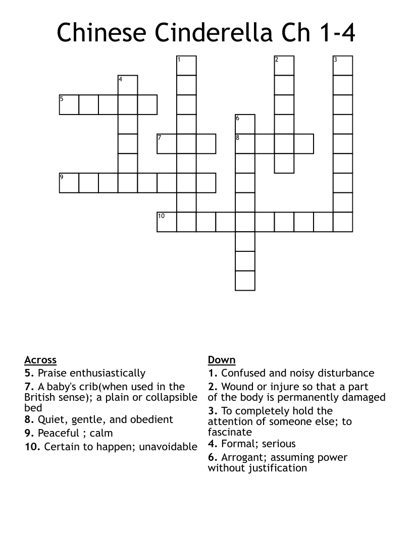 Chinese Cinderella Ch 1-4 Crossword