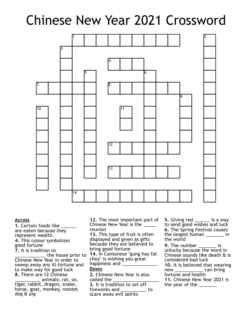 Chinese New Year 2021 Crossword