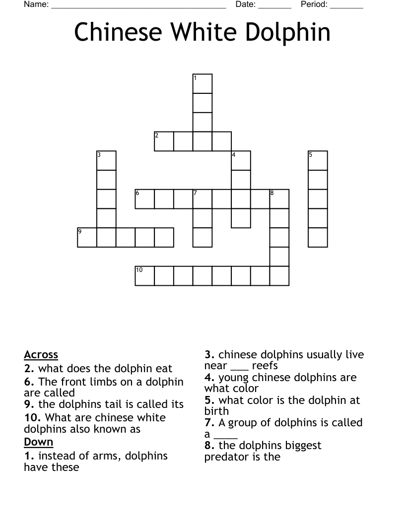 Chinese White Dolphin Crossword