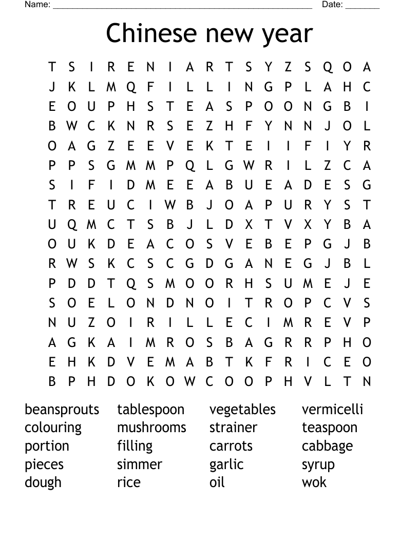 Chinese new year Word Search