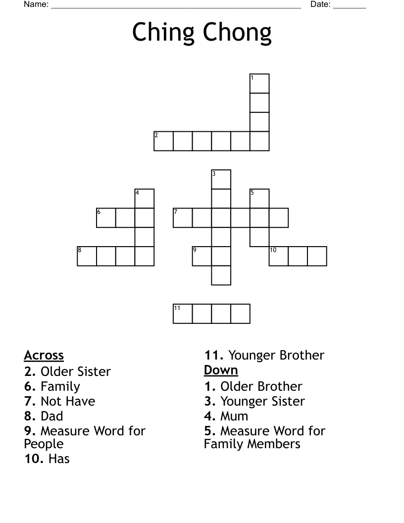 Ching Chong Crossword