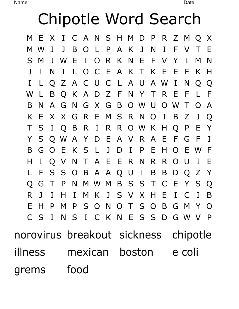 Chipotle Word Search