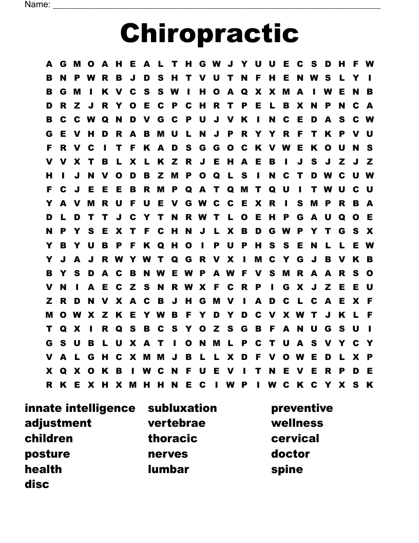 Chiropractic Word Search
