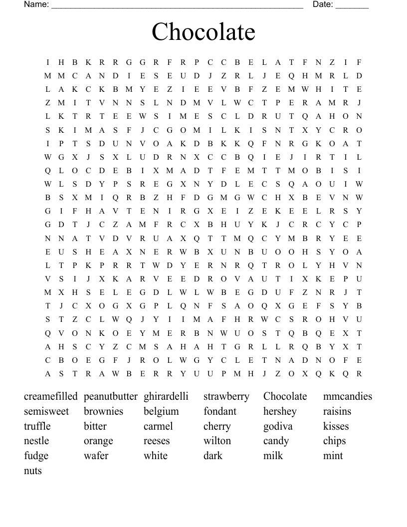 Chocolate Word Search