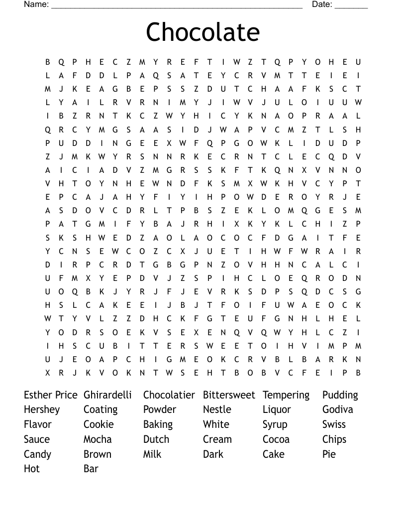 Chocolate Word Search