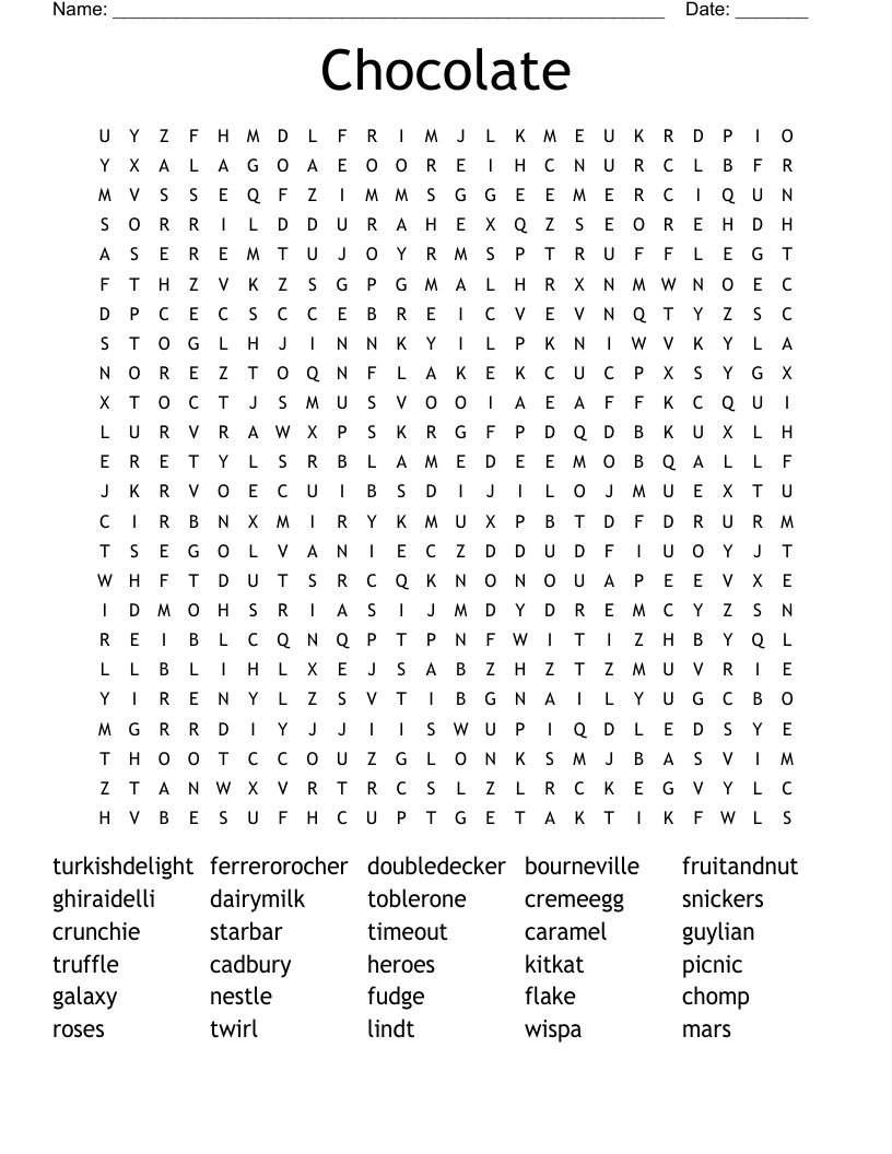 Chocolate Word Search