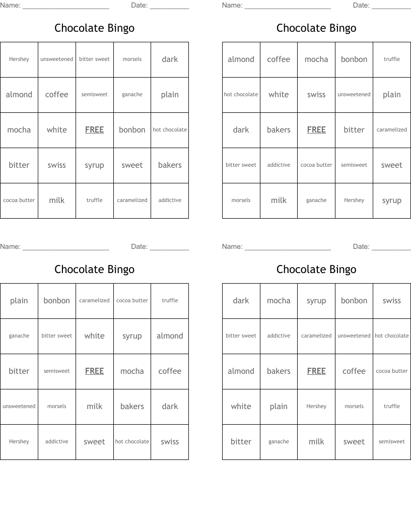 Chocolate Bingo