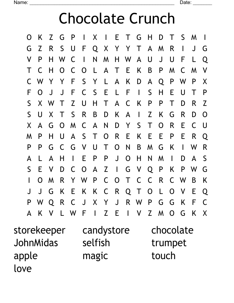 Chocolate Crunch Word Search