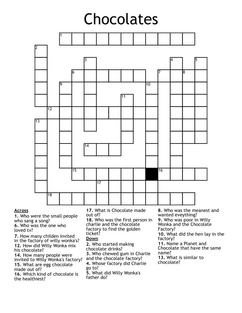 Chocolates Crossword