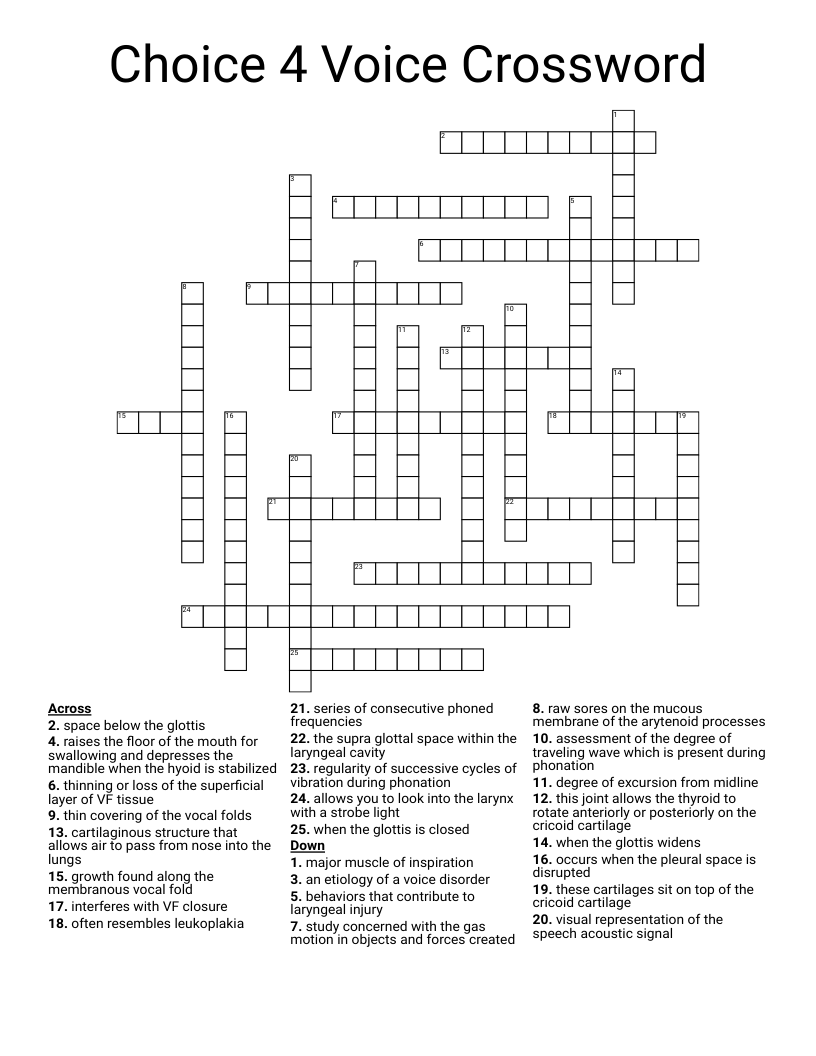 Choice 4 Voice Crossword