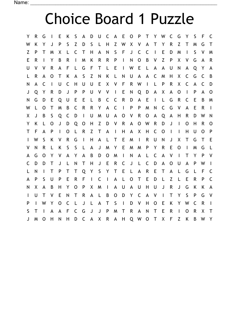 Choice Board 1 Puzzle Word Search