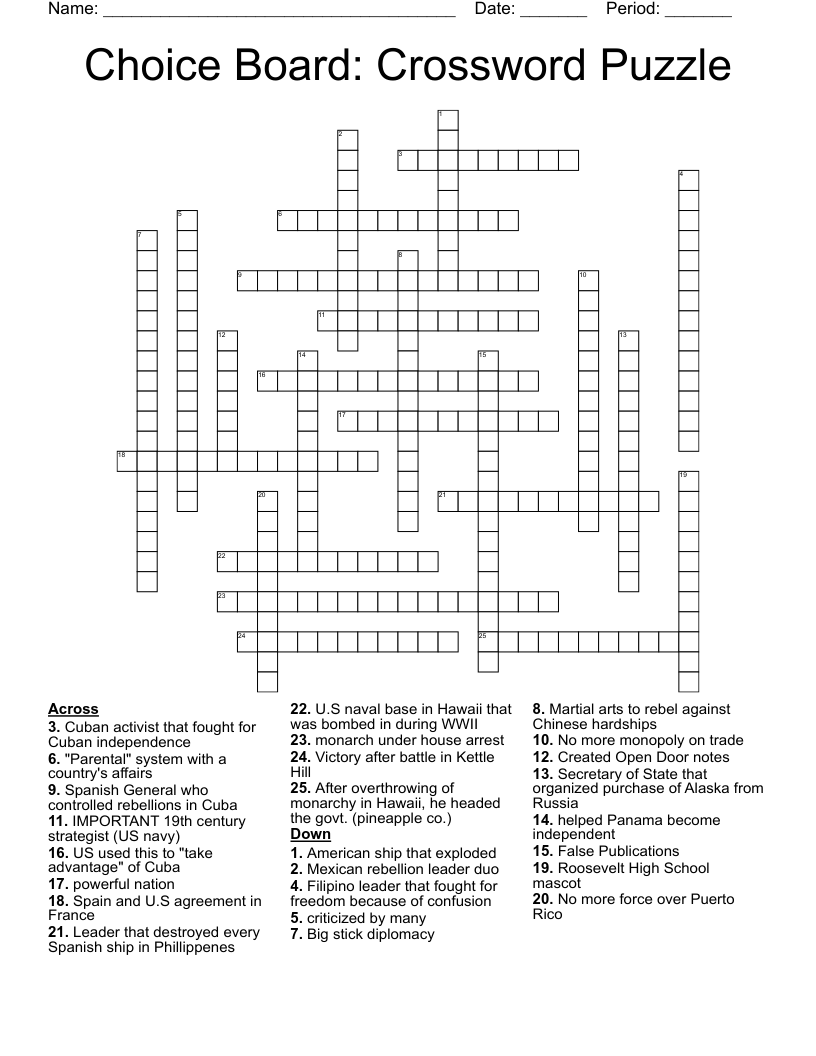 Choice Board: Crossword Puzzle
