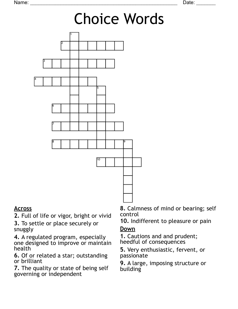 Choice Words Crossword