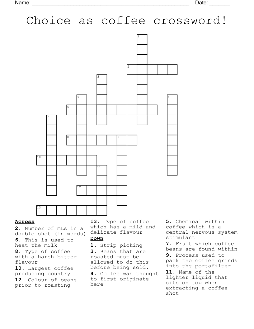 Choice as coffee crossword!