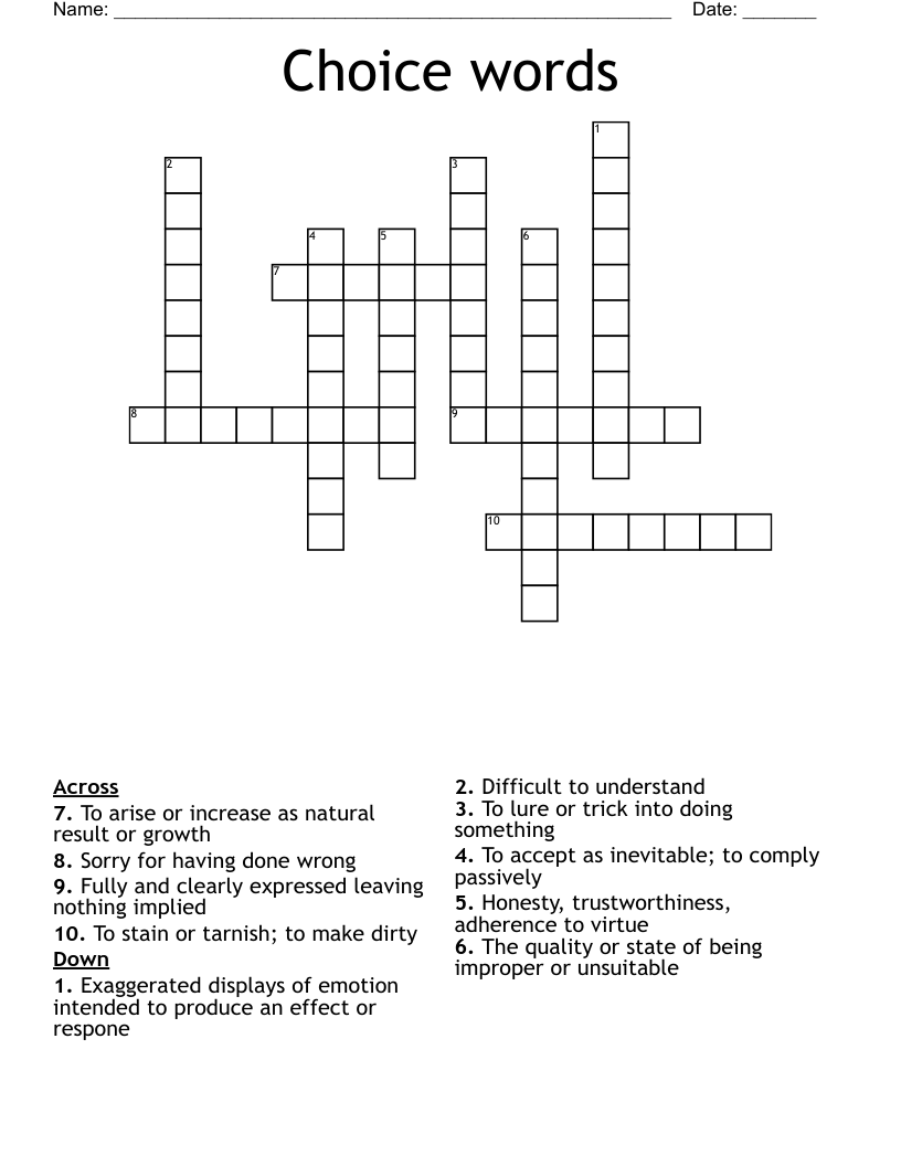 Choice words Crossword