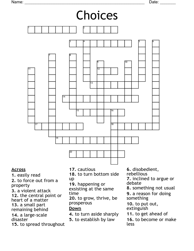 Choices Crossword