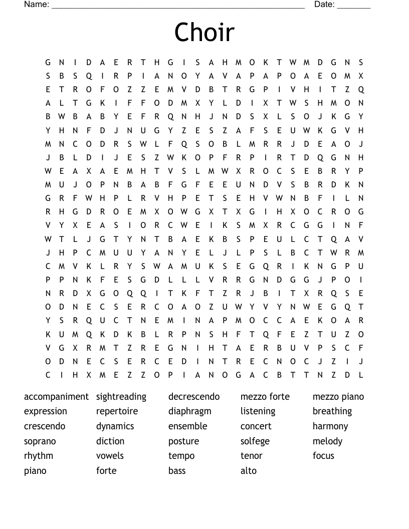 Choir Word Search