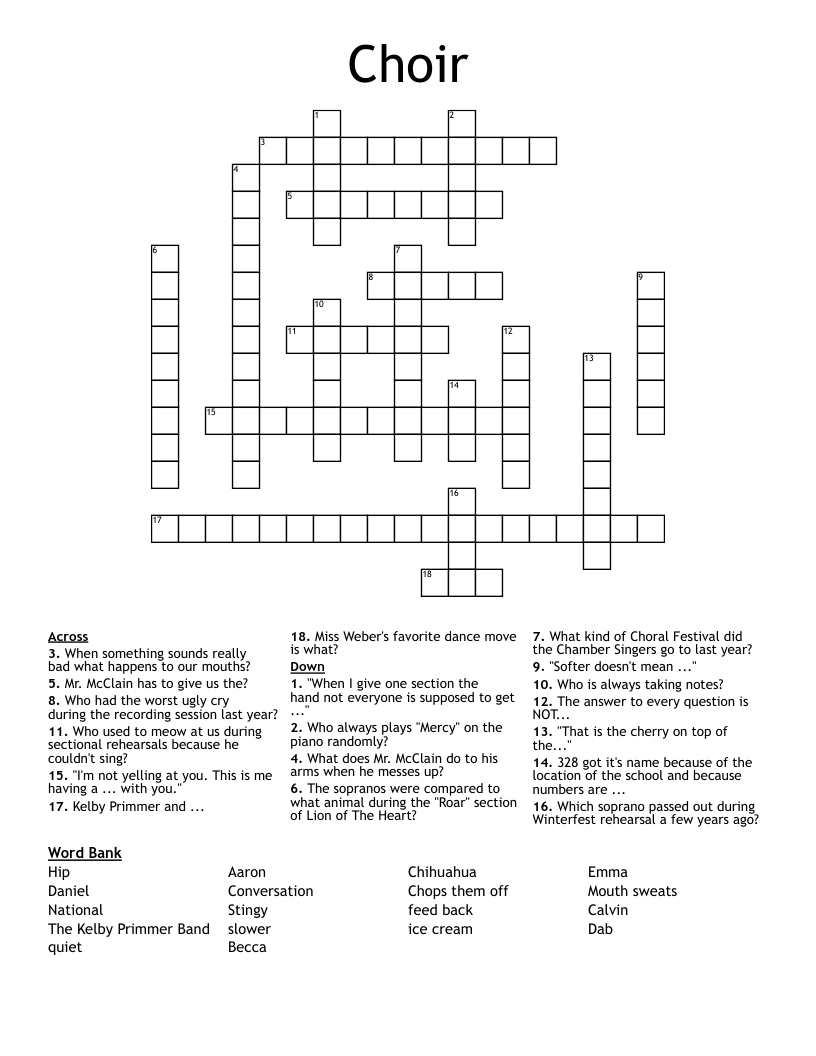 Choir Crossword