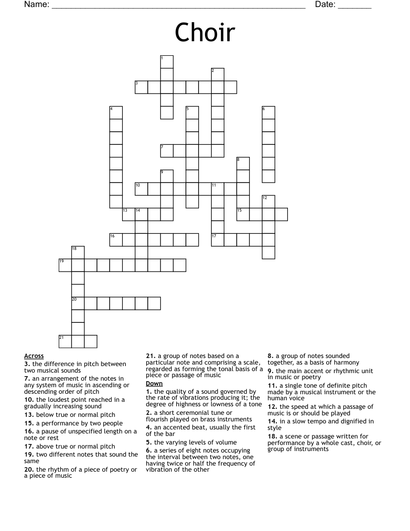 Choir Crossword