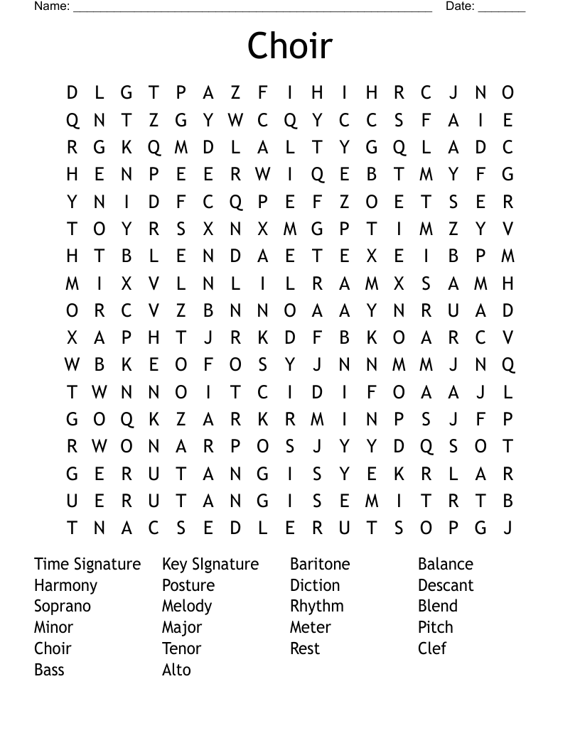 Choir Word Search