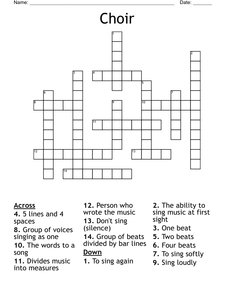 Choir Crossword