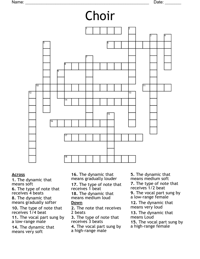 Choir Crossword
