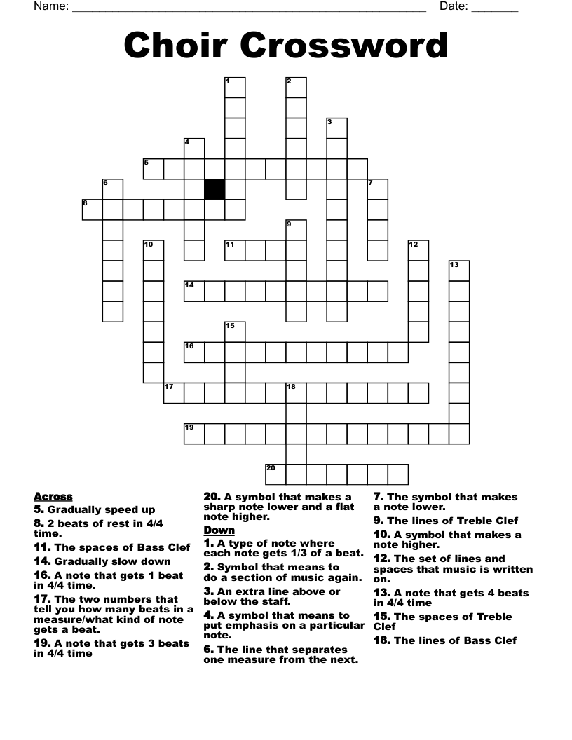 Choir Crossword