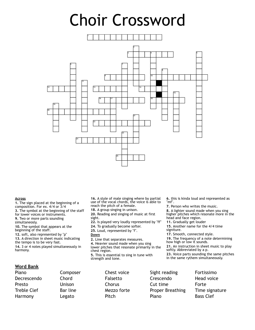 Choir Crossword