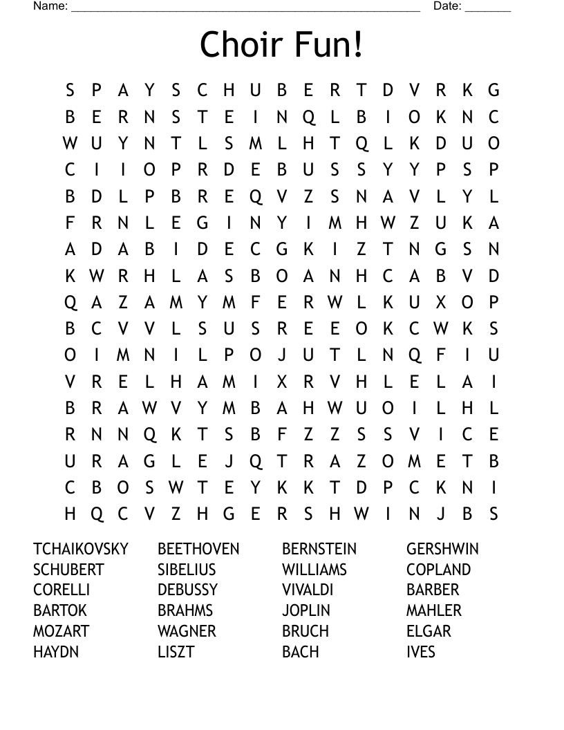 Choir Fun! Word Search
